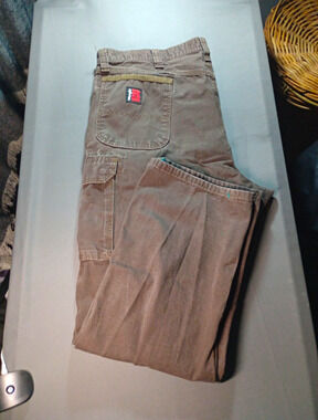 Wrangler Riggs Workwear Ripstop distressed Cargo Work Pants Brown Men 42x32